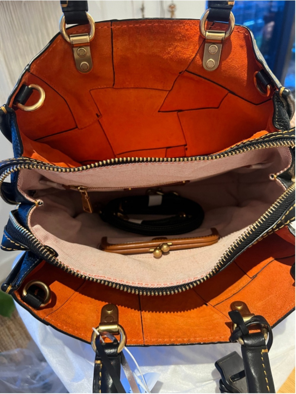 Coach 1941 Patchwork Rogue 30 Bag 20315 Multi Orange Olive Leather Suede Satchel - Picture 12 of 16